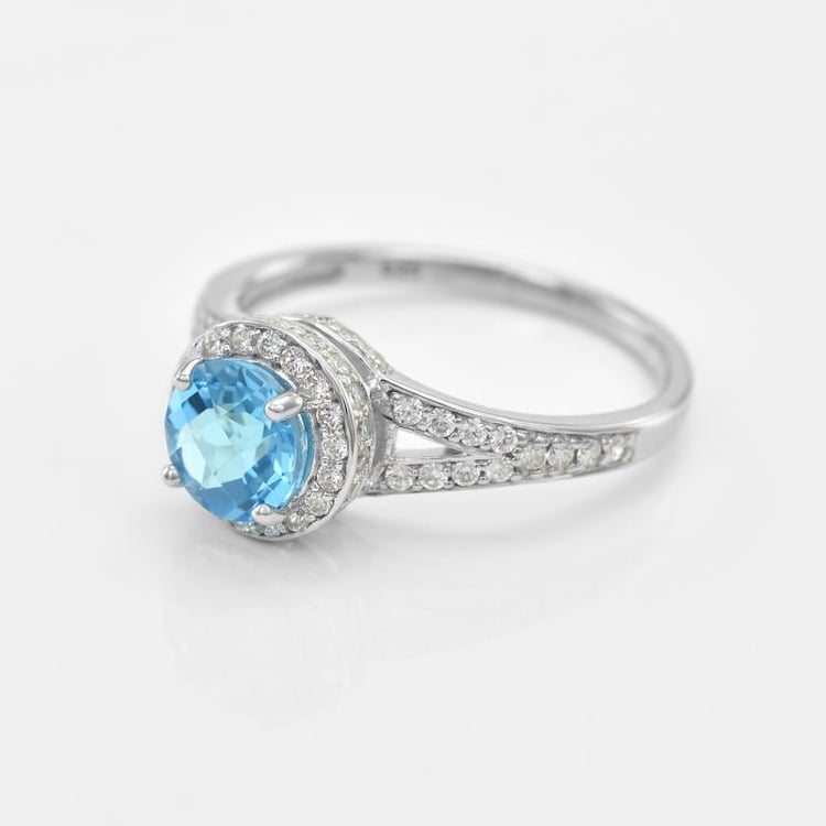 Strieborný prsteň s topásom a zirkónmi Mahal 18238