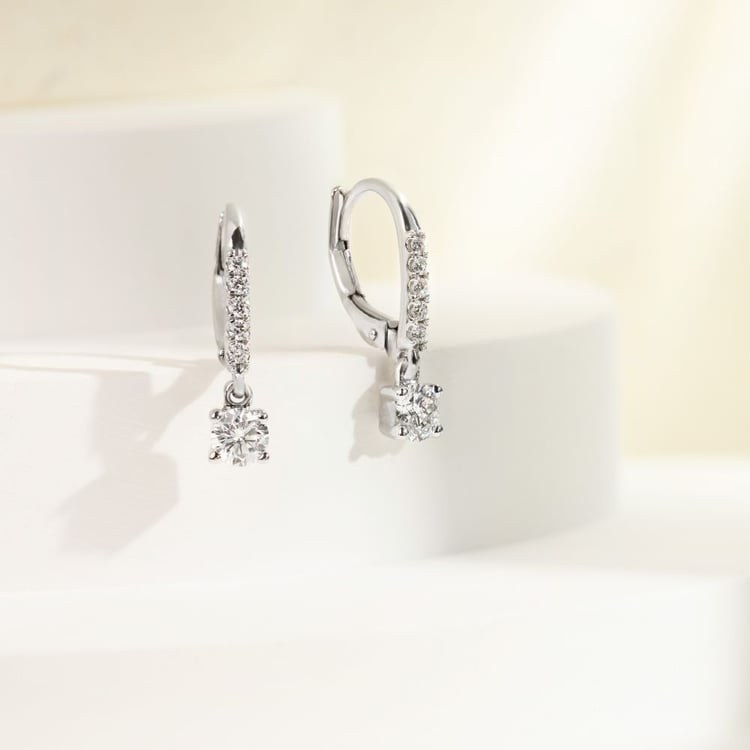 Strieborné visiací náušnice s prírodnými diamantmi 158807