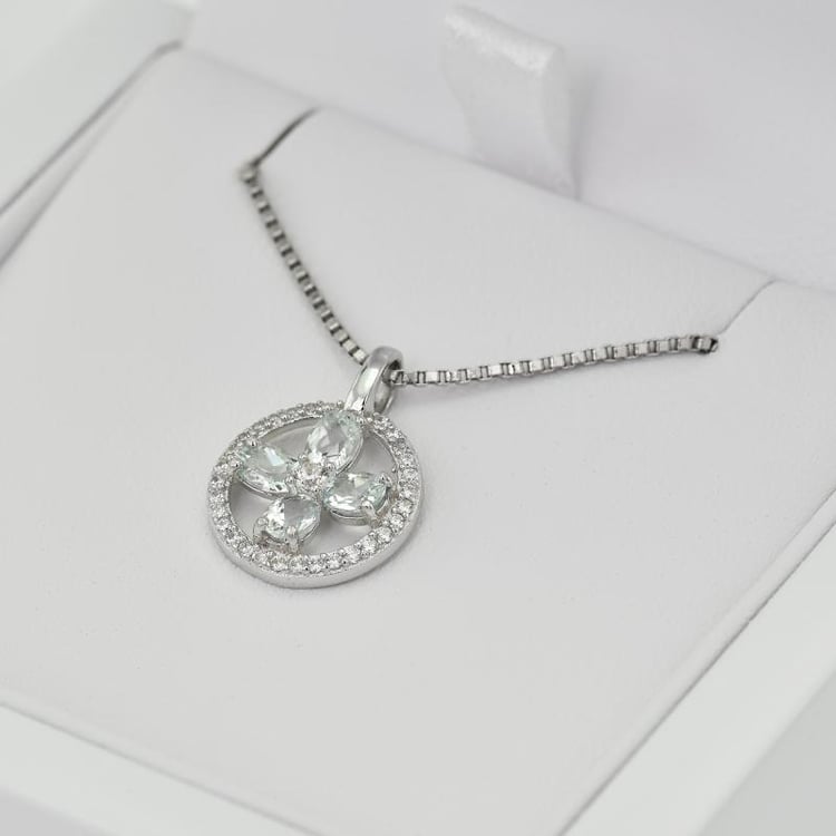 Akvamarínový kvet v náhrdelníku 21402