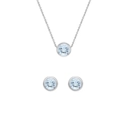 Zlatá bezel kolekcia šperkov s akvamarínmi Palonn