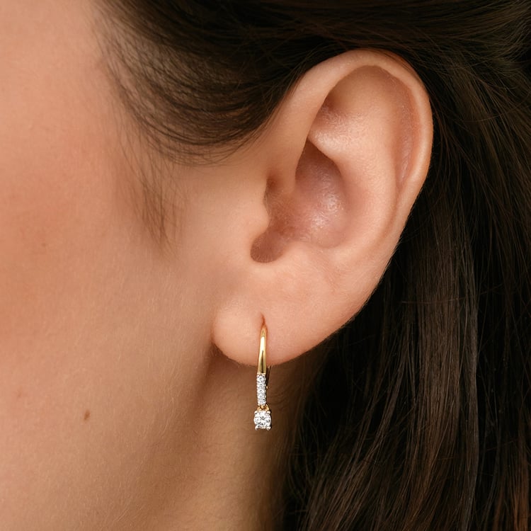 Zlaté visiací náušnice s prírodnými diamantmi 158780