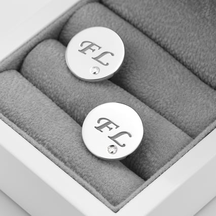 Manžetové gombíky zo striebra s gravírom a diamanty Aart