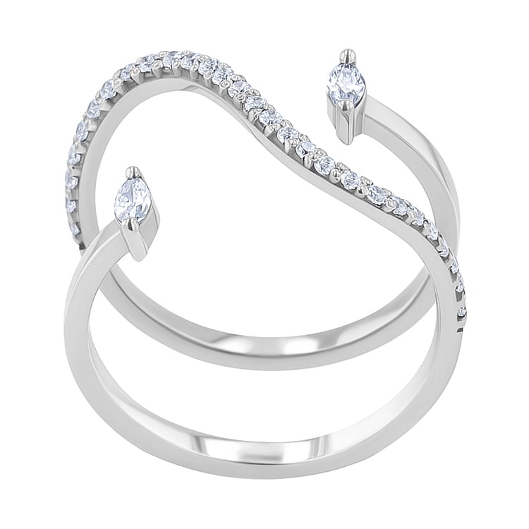 Atypický prsteň s moissanitmi Rishi 137124