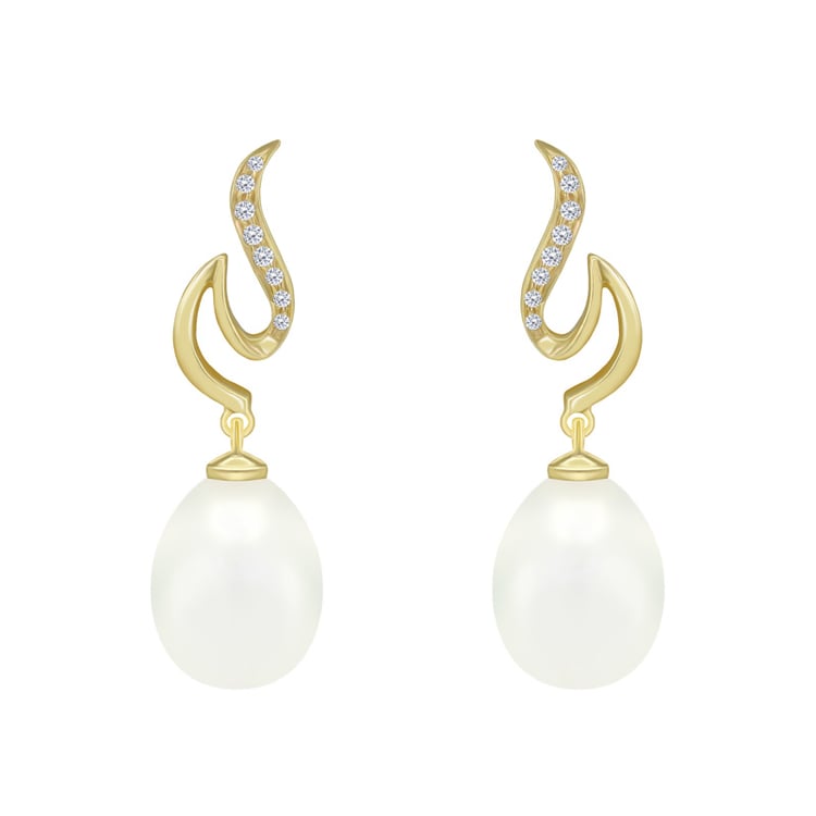 Zlaté náušnice s perlami a diamantmi Tahima