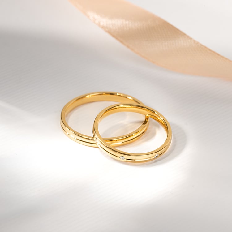 Zlaté svadobné prstene s diamantmi Mileva 121801