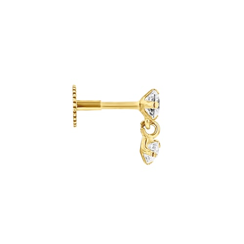 Zlatá piercing náušnice so zirkónmi Dyre