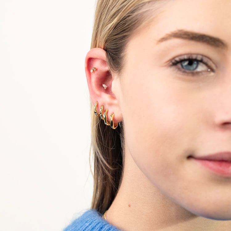 Zlatá piercing náušnica s opálom a zafírom Lensia 149364