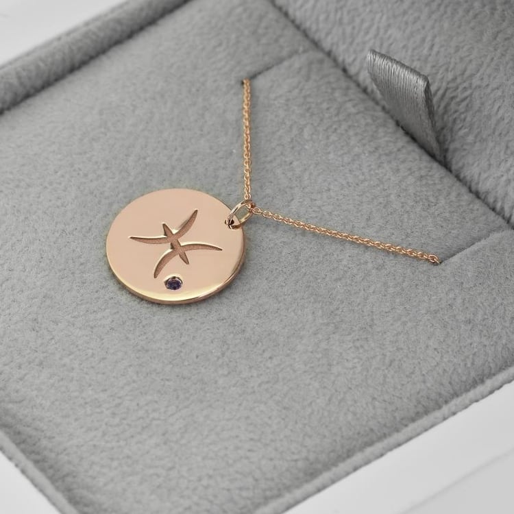 Strieborný prívesok so znamením a ametystom Ryby 103411