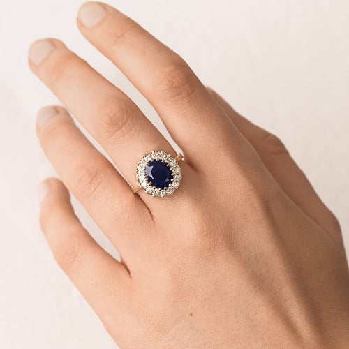 Prsteň s modrým zafírom a diamantmi Zanite