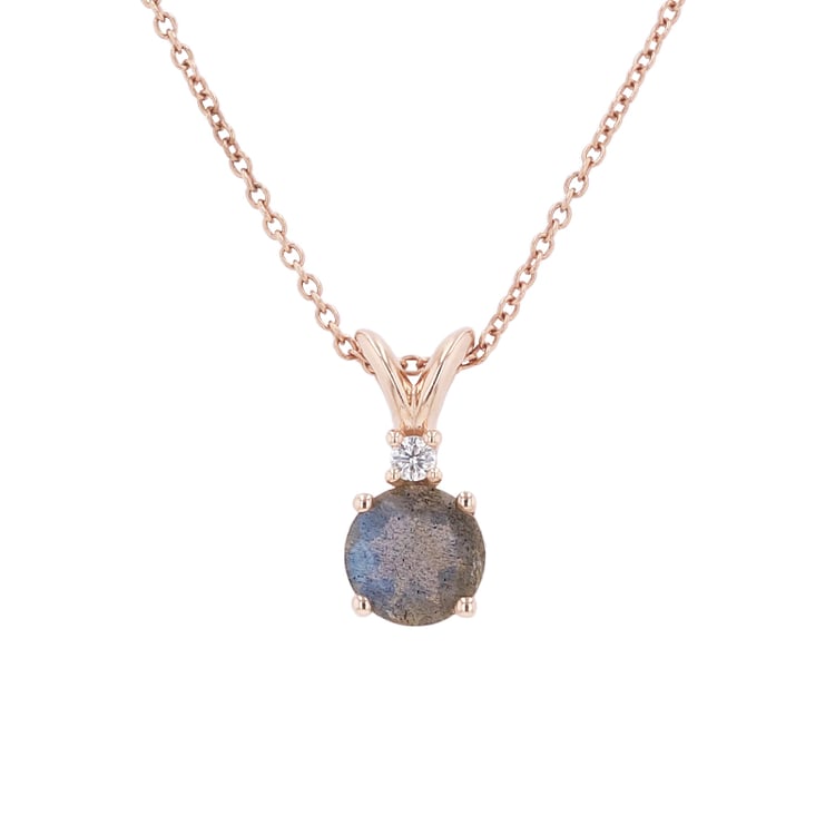 Zlatý prívesok s labradoritom a diamantom