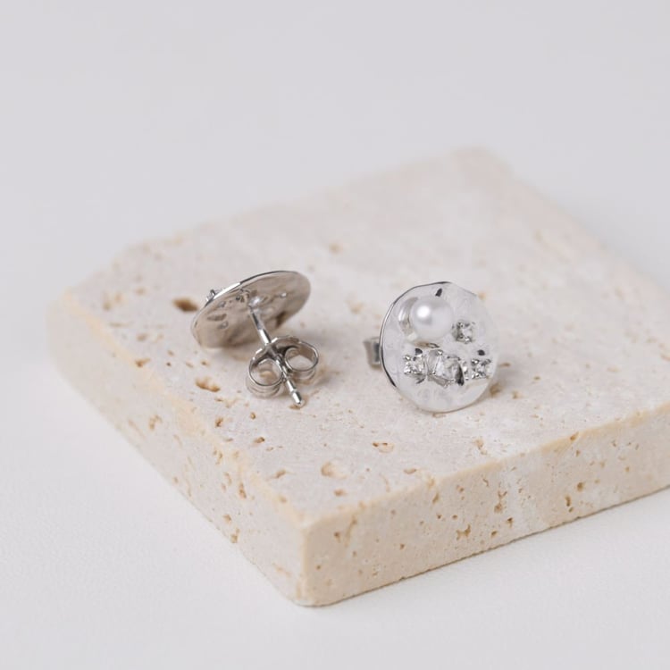 Strieborné perlové náušnice s bielym topásom 164060