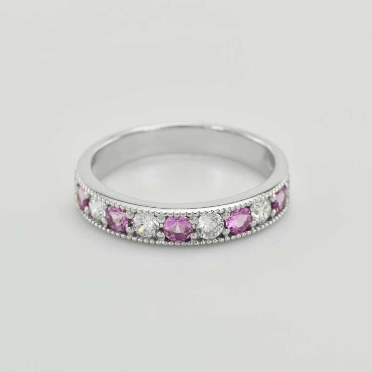 Ružové zafíry v striebornom prsteni 35970
