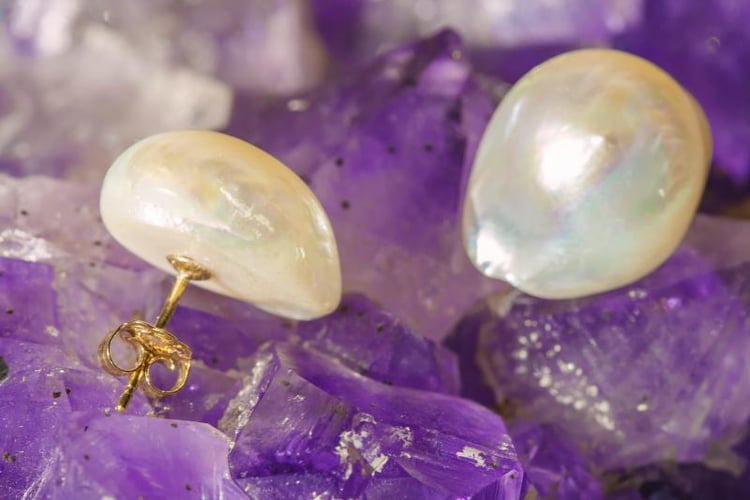 Perlové zlaté náušnice 2834