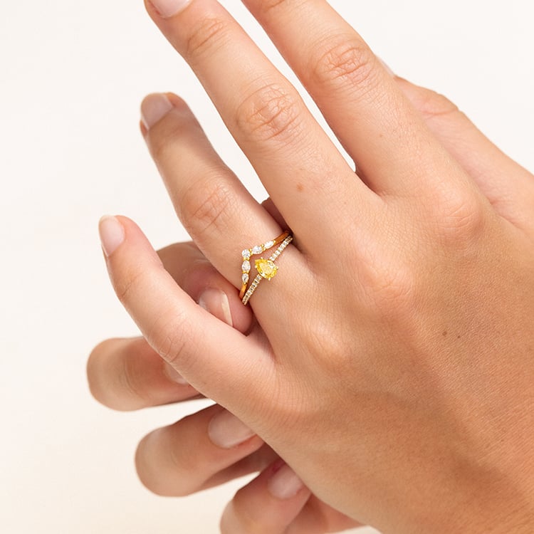 Zásnubný prsteň s 0.44ct IGI certifikovaným žltým lab-grown diamantom Aicha 142487