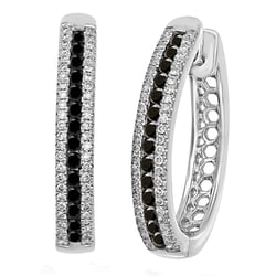 Kruhové náušnice s čiernymi a bielymi diamantmi Travis