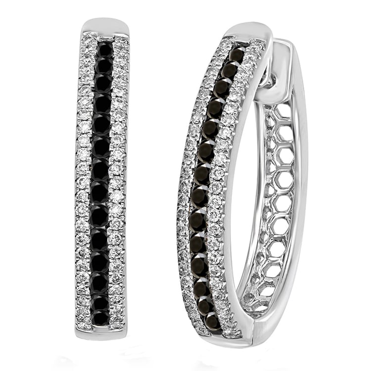 Náušnice s čiernymi a bielymi diamantnmi 82680