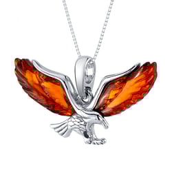 Strieborný prívesok v tvare orla s jantarmi Livie
