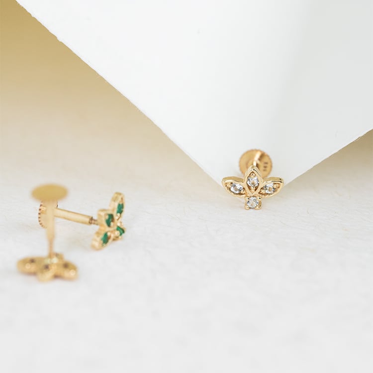 Zlatá piercing náušnica s nebesky modrými topásmi Ciera 123035