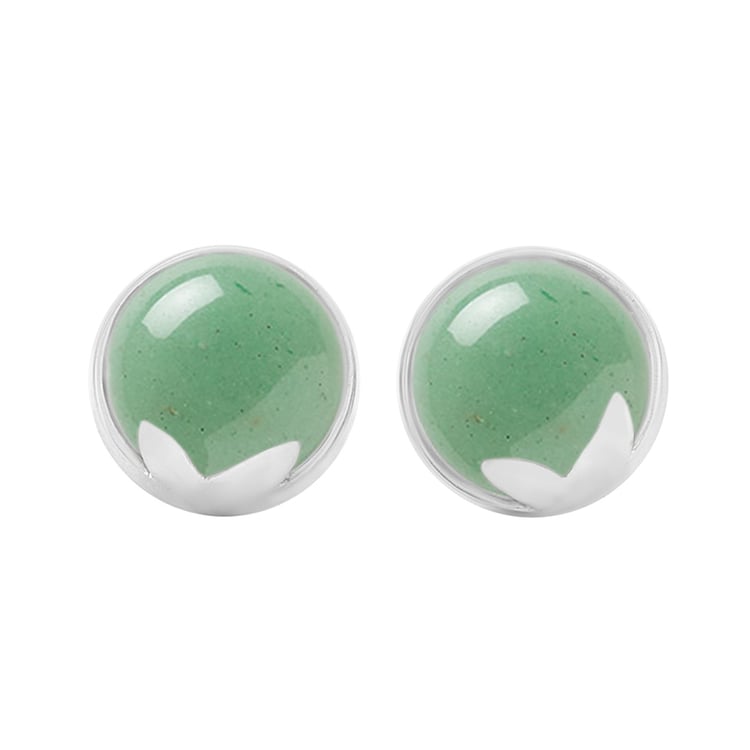 Náušnice s cabochon avanturínom z bieleho zlata 44786