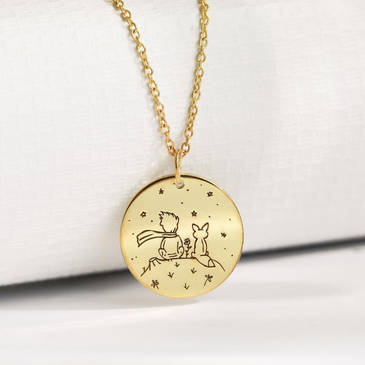 Strieborný prívesok Malý princ s líškou a gravírom 157488