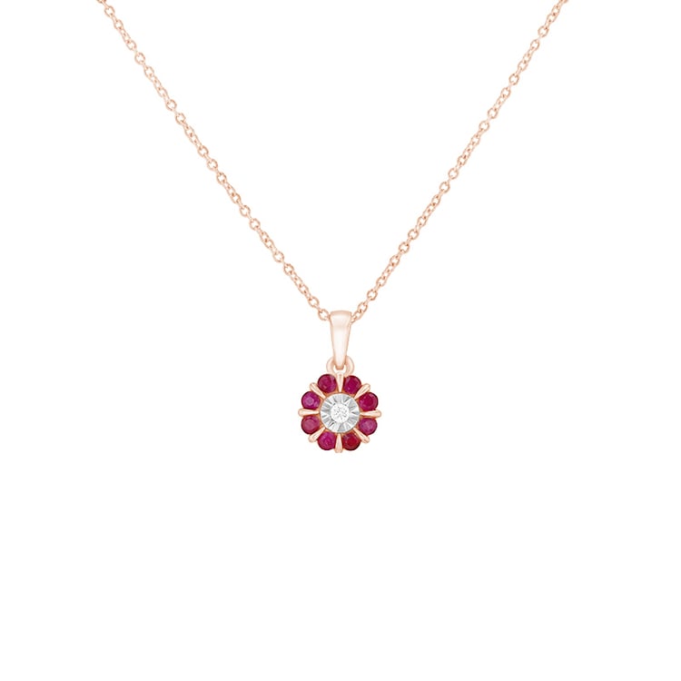 Prívesok s rubíny a diamantmi z ružového zlata 109810