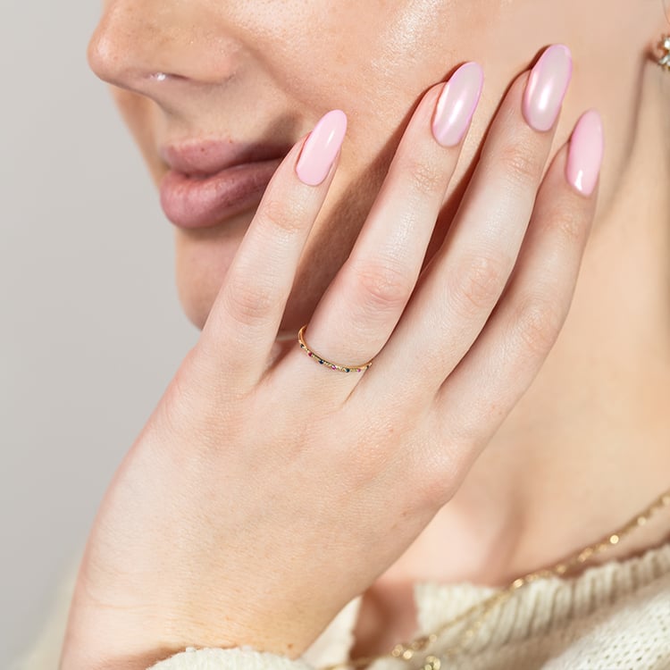 Minimalistický prsteň so zafírmi a rubínmi Tess 149703