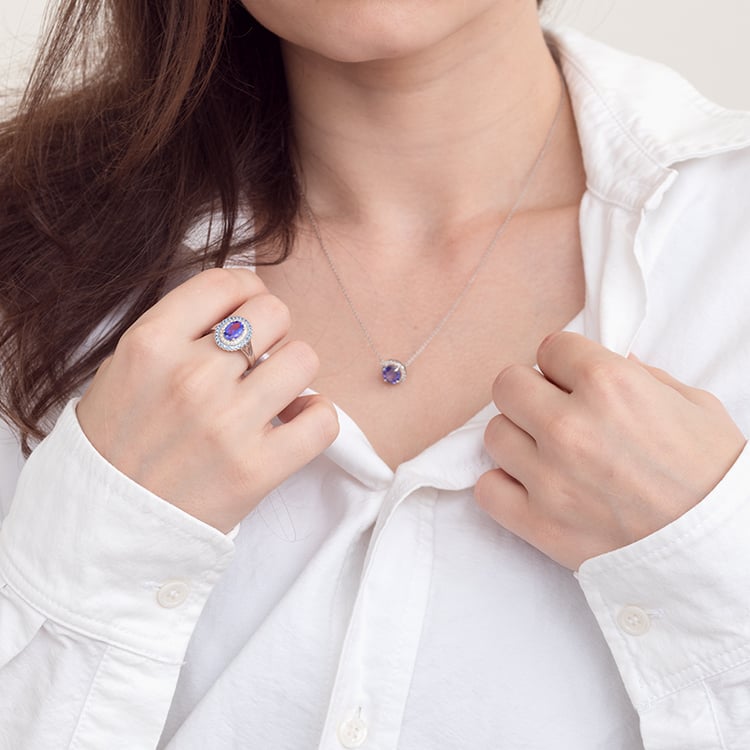 Tanzanitový náhrdelník s diamantmi Nicola 129219