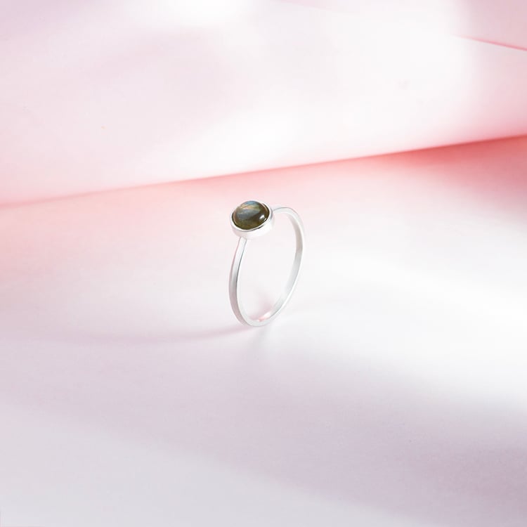 Zlatý minimalistický prsten s labradoritom Sevita 150325