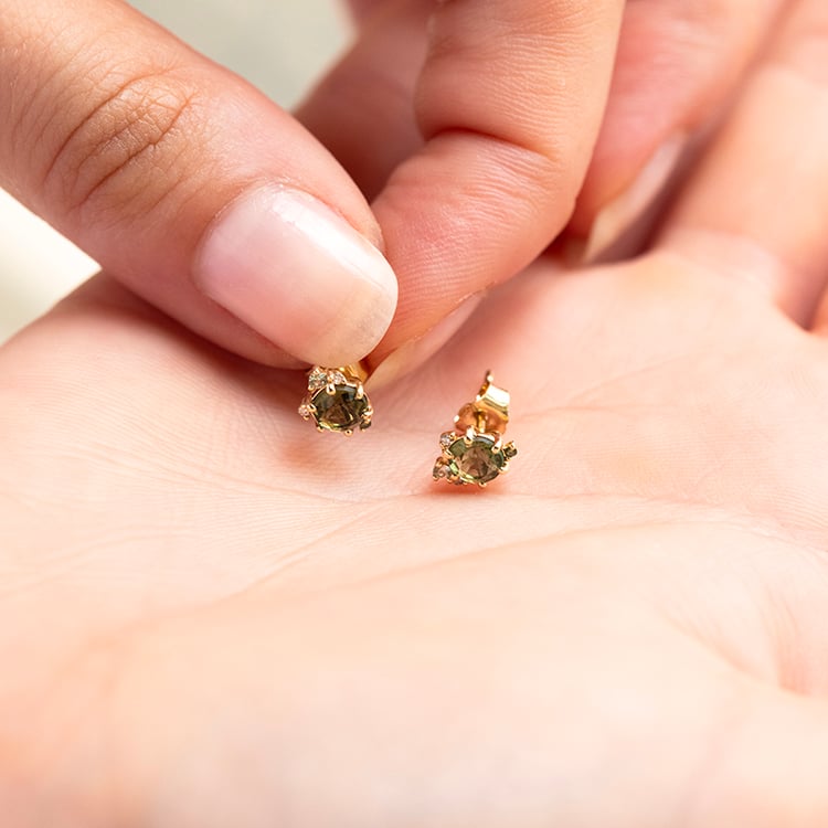 Cluster náušnice s vltavíny, zafíry a diamantmi Alary 143953