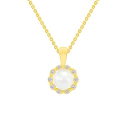 Zlatý halo prívesok s perlou a diamantmi Josephine