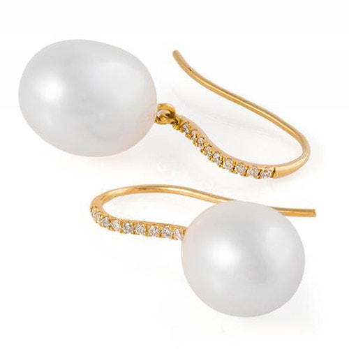 Náušnice s perlou a diamantmi 25064