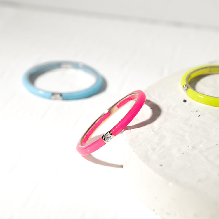 Ružový keramický prsteň s diamantmi Sancha 127549