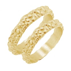 Zlaté svadobné obrúčky s atypickým povrchom Jane