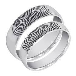 Svadobné obrúčky z platiny s otlačkami prstov Feita