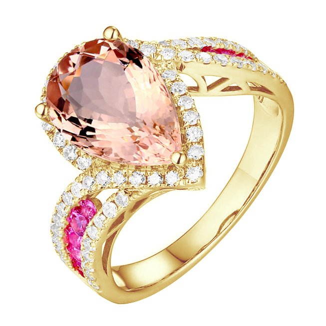 Zlatý prsteň s pear morganitom 87235