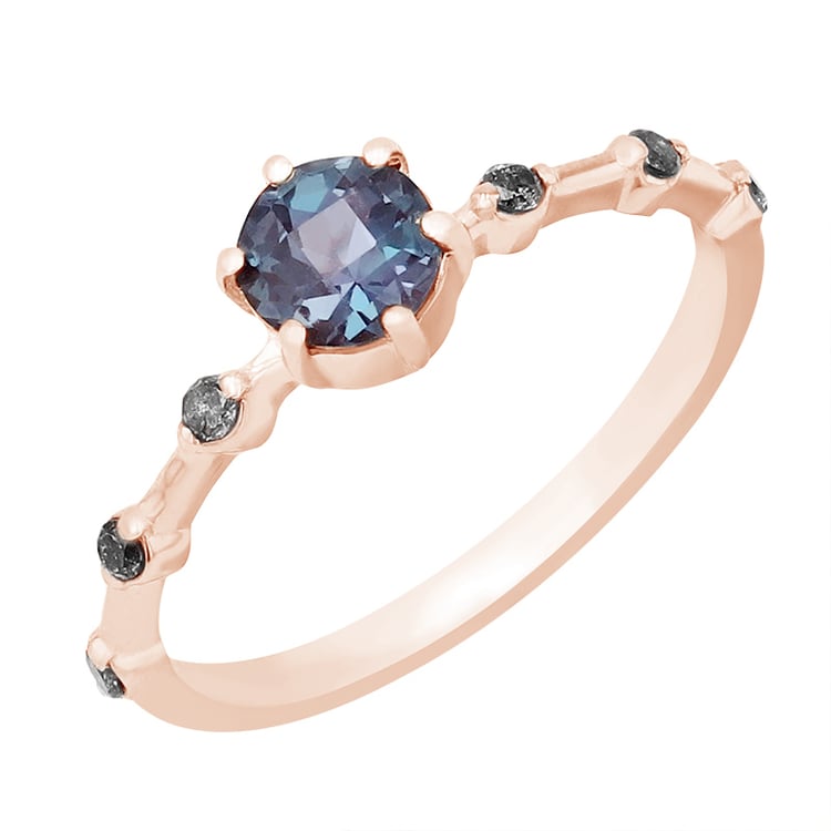 Prsteň s alexandritom a postrannými salt and pepper diamantmi Jelena 97135