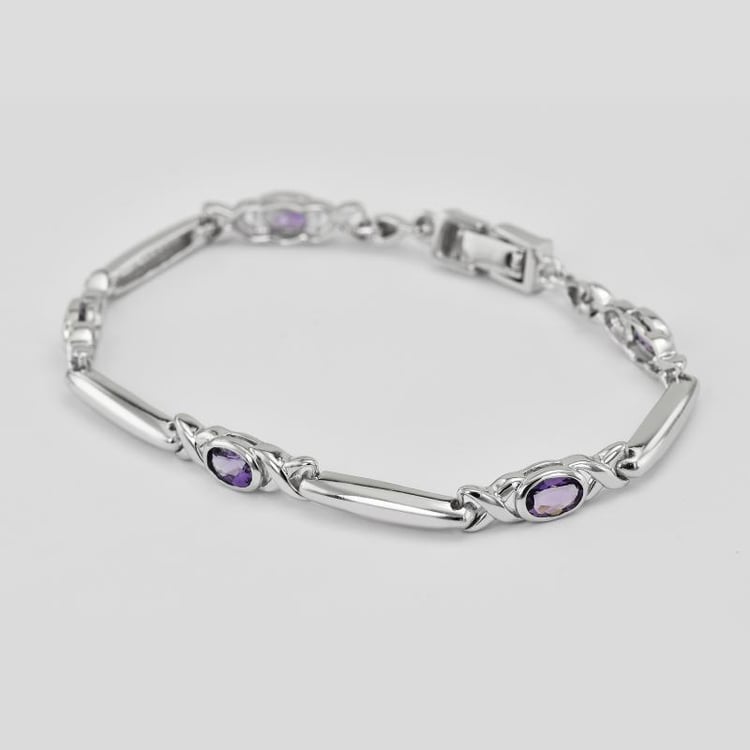 Náramok s oválnymi ametystmi Salos 10132