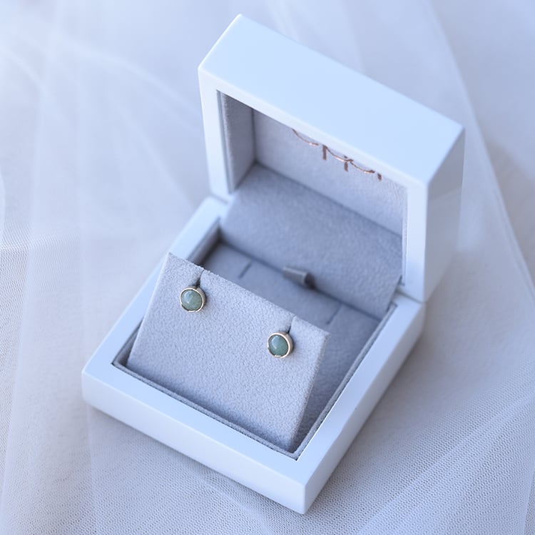 Zlaté náušnice s avanturínom Ama 61906