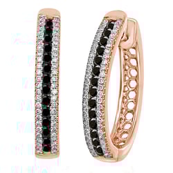 Kruhové náušnice s čiernymi a bielymi diamantmi Travis