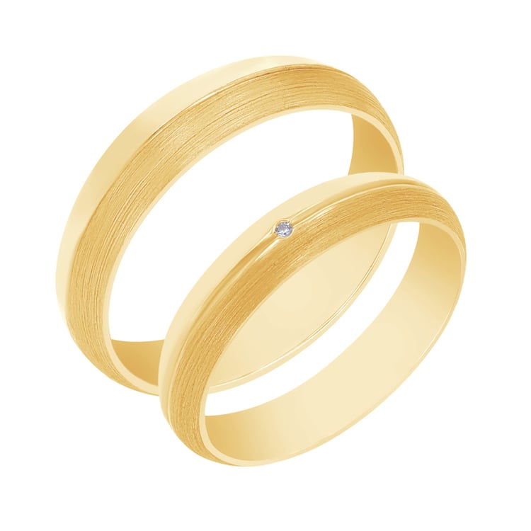 Zlaté svadobné obrúčky s diamantom Temy 105564