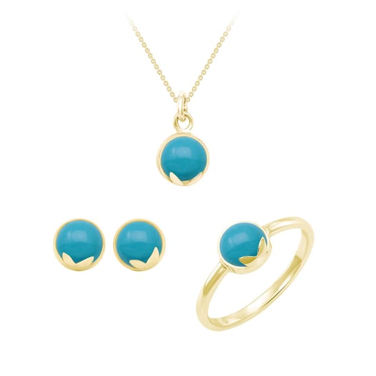 Zlatá kolekcia šperkov s tyrkysmi Lizbeth