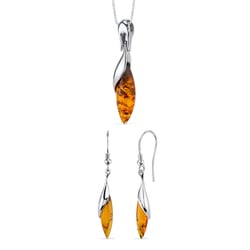 Kolekcia šperkov zo striebra s medovými jantármi Hagen