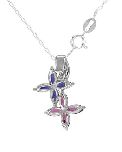 Strieborný náhrdelník s iolitmi a granátmi Meade 813