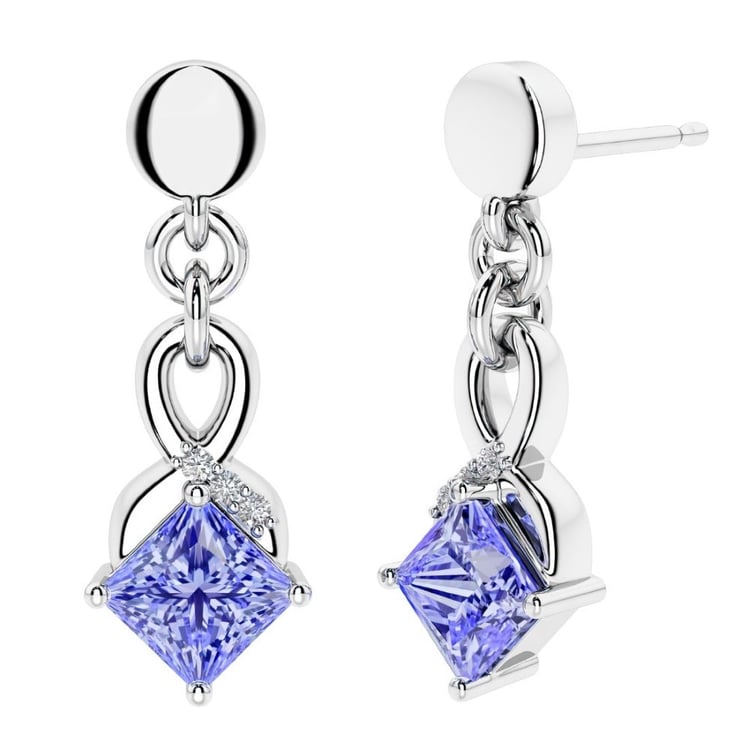 Strieborné náušnice so simulovanými tanzanity a lab-grown diamantmi