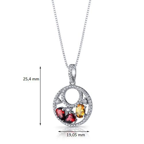 Strieborný náhrdelník s citrínom a granátmi 11995