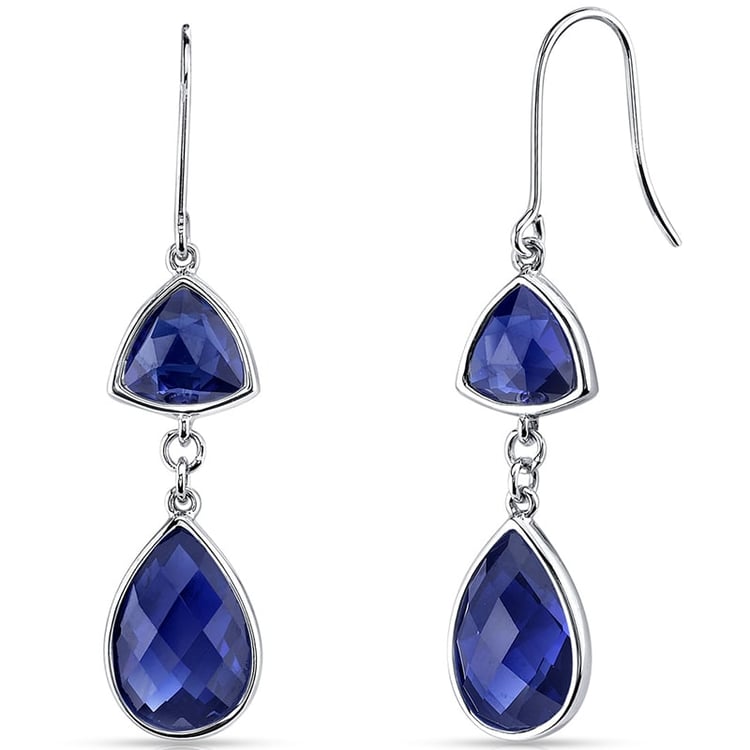 Zlaté visiace náušnice so zafírmi Jeanie