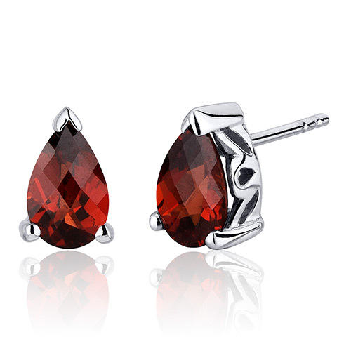 Granátové náušnice strieborné