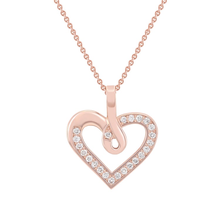 Diamantový náhrdelník z ružového zlata srdce