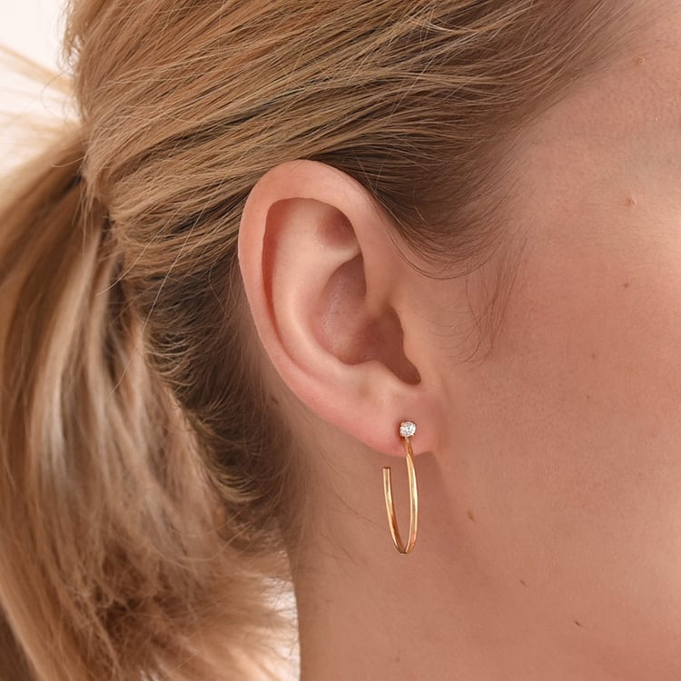 Strieborné pozlátené kruhové náušnice so zirkónmi 66528