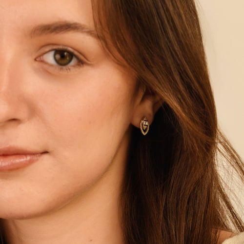 Zlaté náušnice mandľového tvaru s diamantmi Birgit